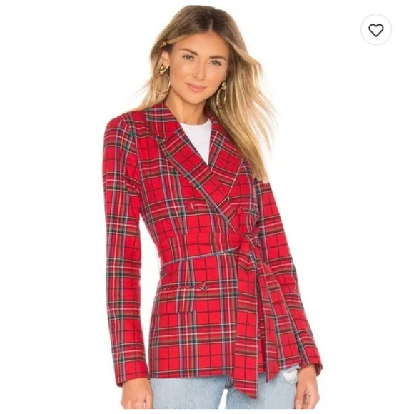 L'Academie Jackets & Blazers - L'Academie Red Plaid Ruth Jacket XS